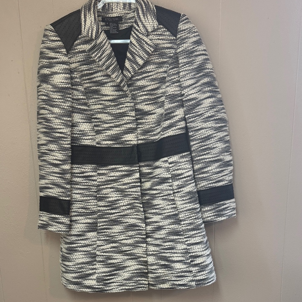 Etcetera Black and White Textured Trench Coat